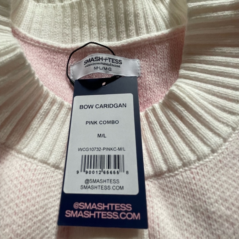Smash + Tess Blush and Cream Bow Cardigan - Picture 2 of 5
